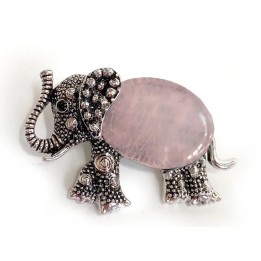 Broche Eléphant en Quartz Rose