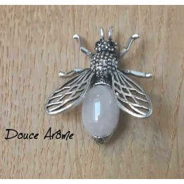 Broche Abeille en Quartz Rose