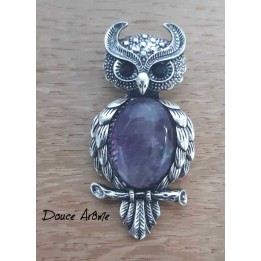 Broche Hibou en Améthyste
