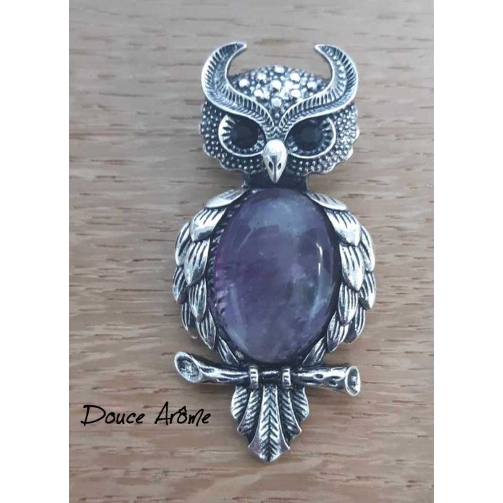 Broche Hibou en Améthyste