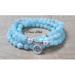 Mala 108 perles d'Aigue-Marine