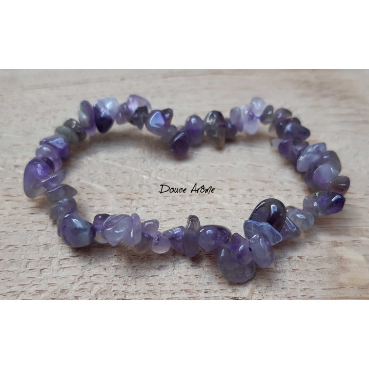Bracelet en Eclats de Pierre d'Améthyste