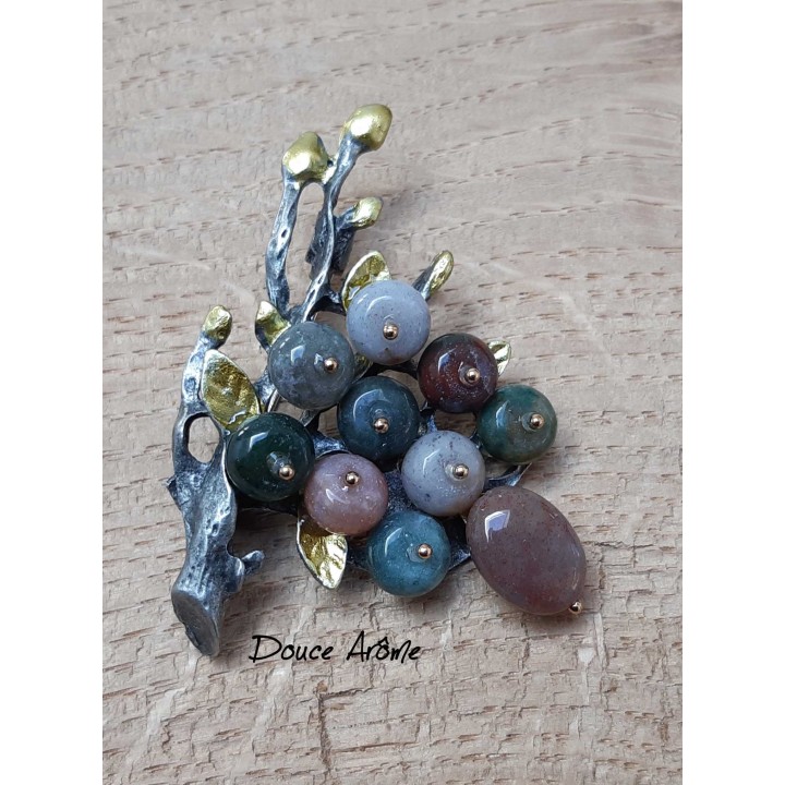 Broche Arbuste en Agate mousse