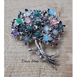 Broche Bouquet de fleurs Multi-pierres