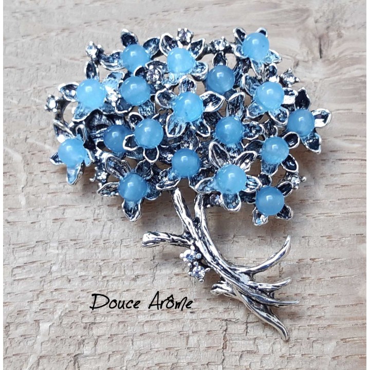 Broche Bouquet de fleurs en Aigue-Marine