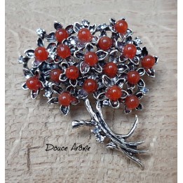 Broche Bouquet de fleurs en Agate rouge