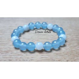 Bracelet de Calcédoine Bleue & Pierre de Lune
