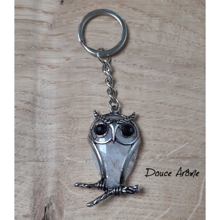 Porte-clé chouette / hibou en Cristal de Roche