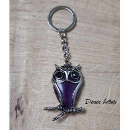 Porte-clé chouette / hibou en Améthyste