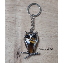 Porte-clé chouette / hibou en Oeil du Tigre
