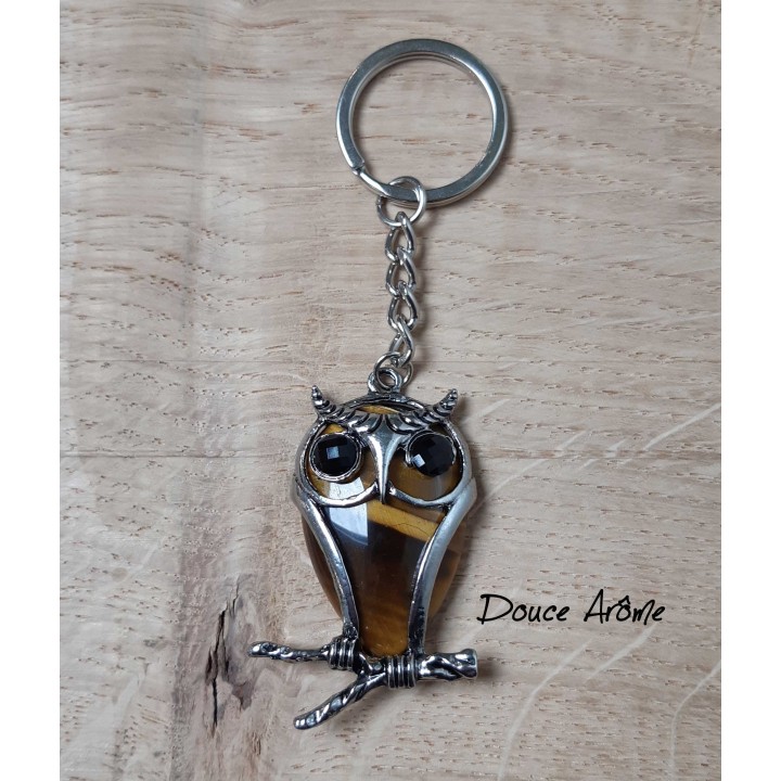 Porte-clé chouette / hibou en Oeil du Tigre