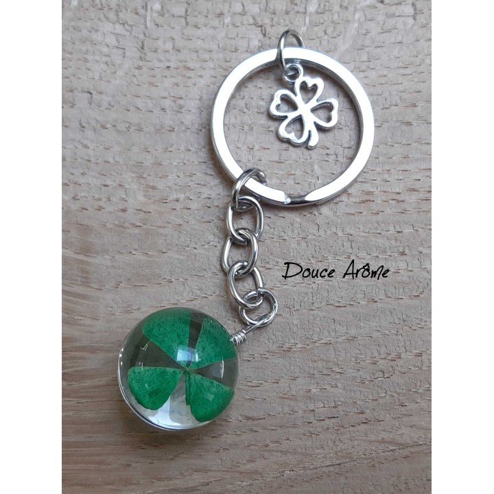 Porte-clé Fleur Pressée - Trèfle