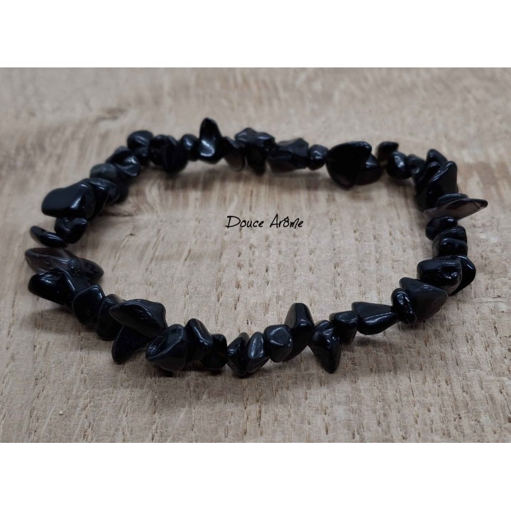 Bracelet en Eclats de Pierre Agate noire