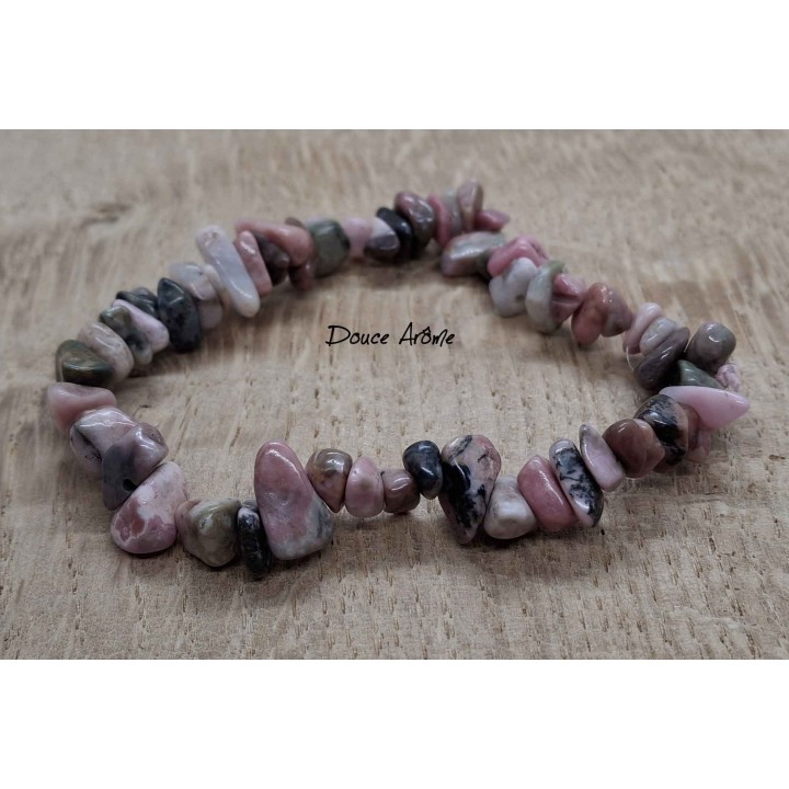 Bracelet en Eclats de Pierre de Rhodonite