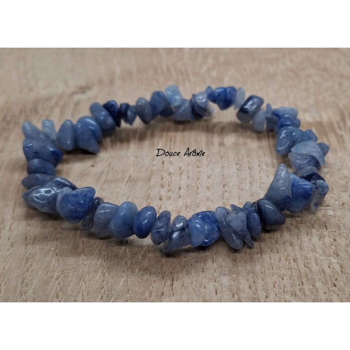 Bracelet en Eclats de Pierre d'Aventurine bleue