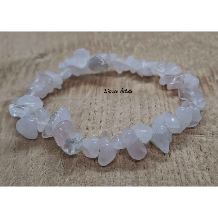 Bracelet en Eclats de Pierre de Quartz rose