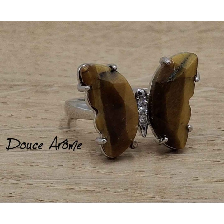 Bague Papillon en Oeil du Tigre