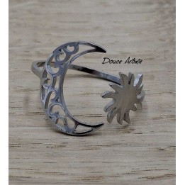 Bague Soleil/Lune Argentée