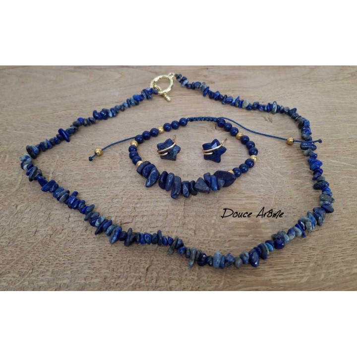 Parure Eclats de pierres de Lapis Lazuli