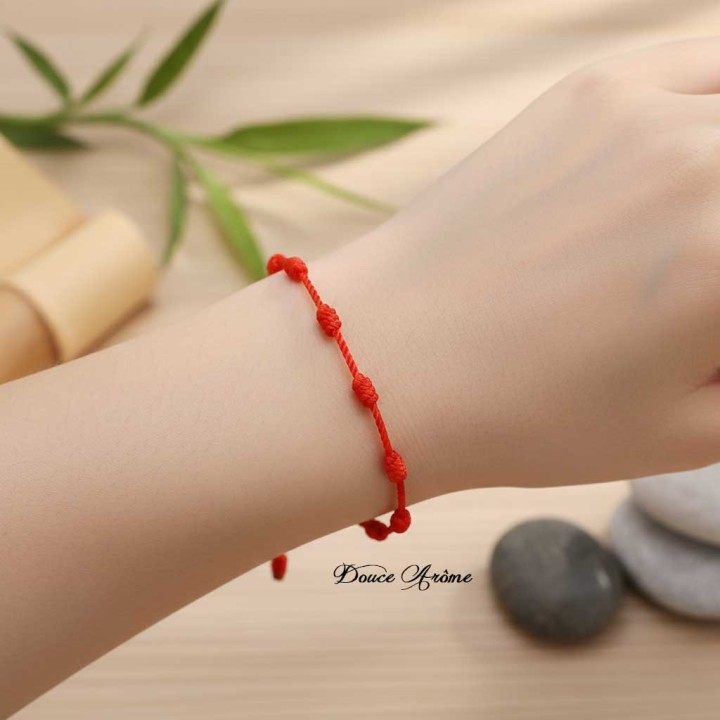 Bracelet rouge 7 noeuds