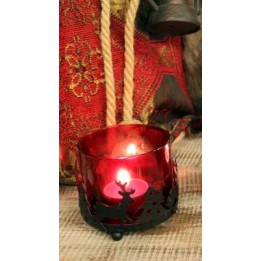 Bougeoirs de Noel, en verre et métal