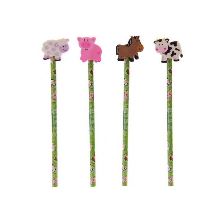 Crayons avec gomme - Animaux de la ferme